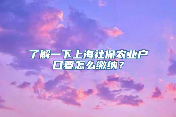 了解一下上海社保农业户口要怎么缴纳？