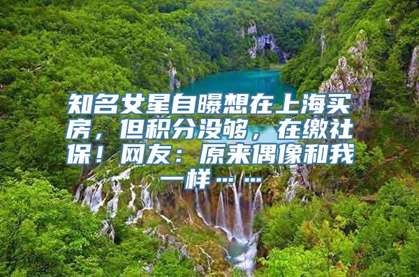 知名女星自曝想在上海买房，但积分没够，在缴社保！网友：原来偶像和我一样……