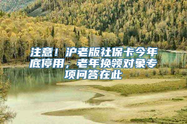 注意！沪老版社保卡今年底停用，老年换领对象专项问答在此→