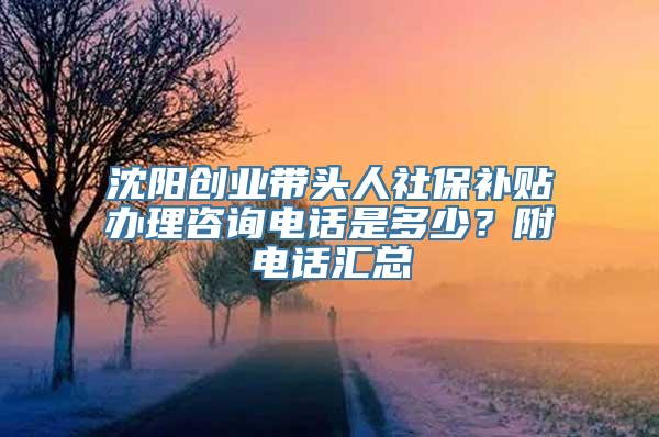 沈阳创业带头人社保补贴办理咨询电话是多少？附电话汇总