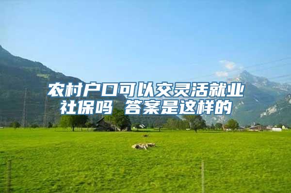 农村户口可以交灵活就业社保吗 答案是这样的