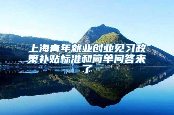 上海青年就业创业见习政策补贴标准和简单问答来了