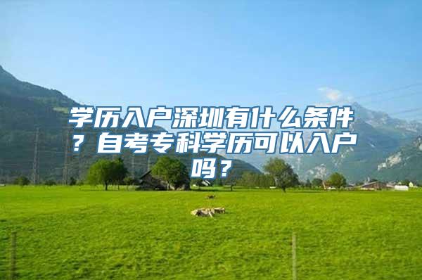 学历入户深圳有什么条件？自考专科学历可以入户吗？