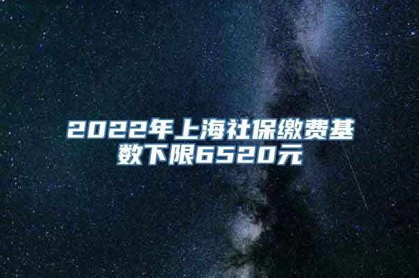 2022年上海社保缴费基数下限6520元