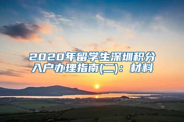 2020年留学生深圳积分入户办理指南(二)：材料