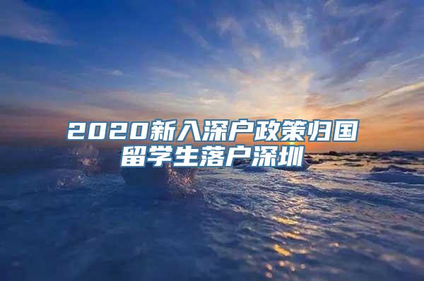 2020新入深户政策归国留学生落户深圳