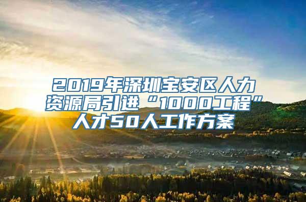 2019年深圳宝安区人力资源局引进“1000工程”人才50人工作方案