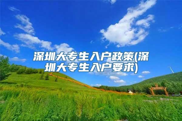 深圳大专生入户政策(深圳大专生入户要求)