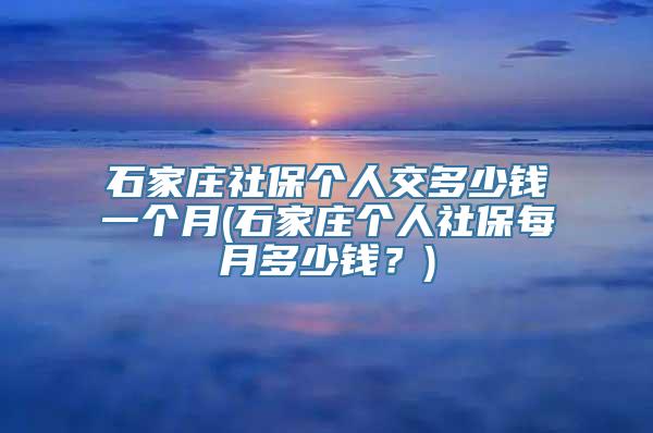 石家庄社保个人交多少钱一个月(石家庄个人社保每月多少钱？)