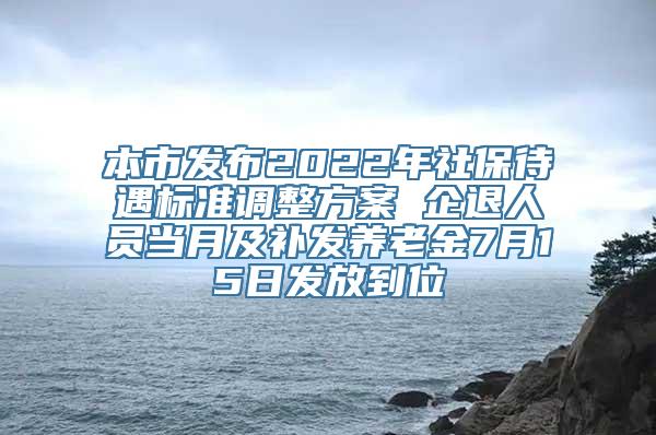 本市发布2022年社保待遇标准调整方案 企退人员当月及补发养老金7月15日发放到位