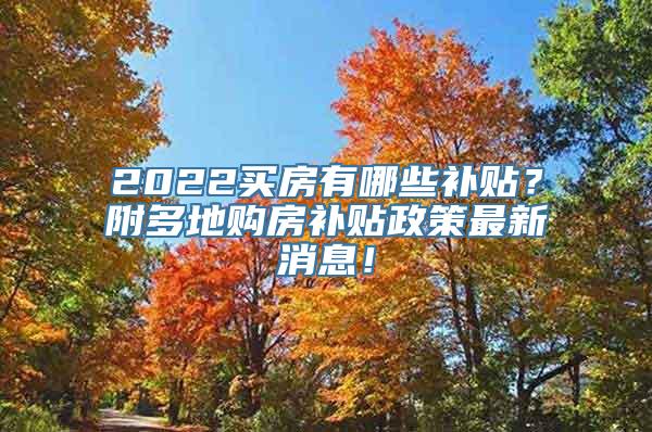 2022买房有哪些补贴？附多地购房补贴政策最新消息！