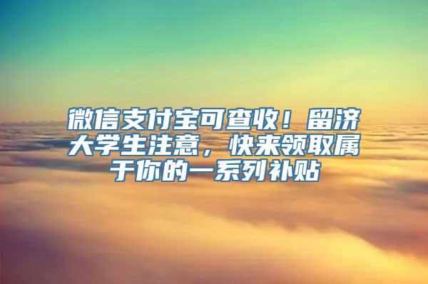 微信支付宝可查收！留济大学生注意，快来领取属于你的一系列补贴