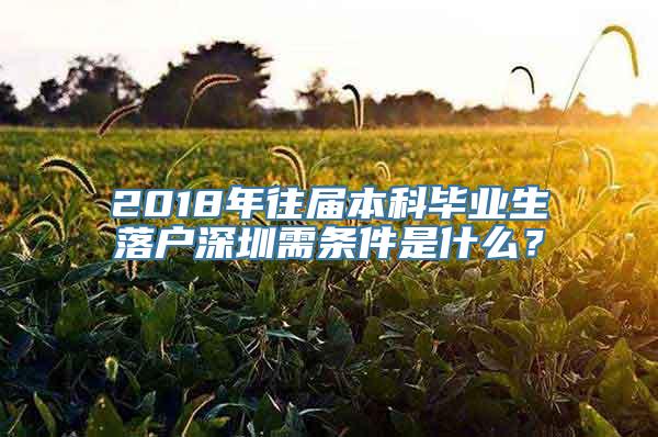 2018年往届本科毕业生落户深圳需条件是什么？