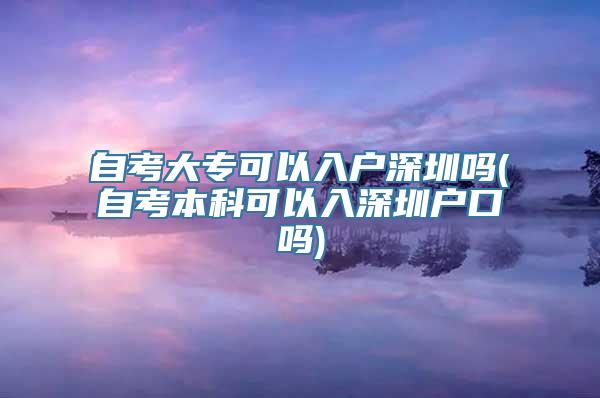 自考大专可以入户深圳吗(自考本科可以入深圳户口吗)