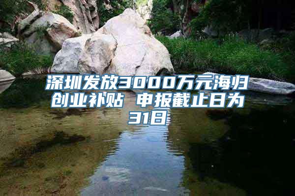 深圳发放3000万元海归创业补贴 申报截止日为31日