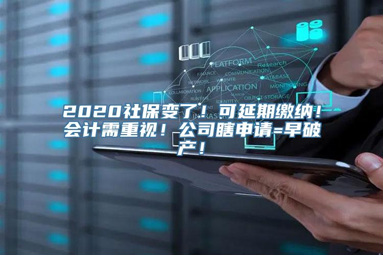 2020社保变了！可延期缴纳！会计需重视！公司瞎申请=早破产！