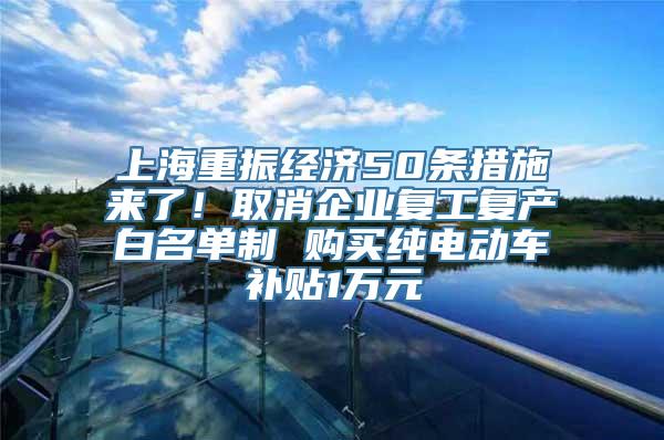 上海重振经济50条措施来了！取消企业复工复产白名单制 购买纯电动车补贴1万元