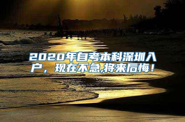 2020年自考本科深圳入户，现在不急,将来后悔！