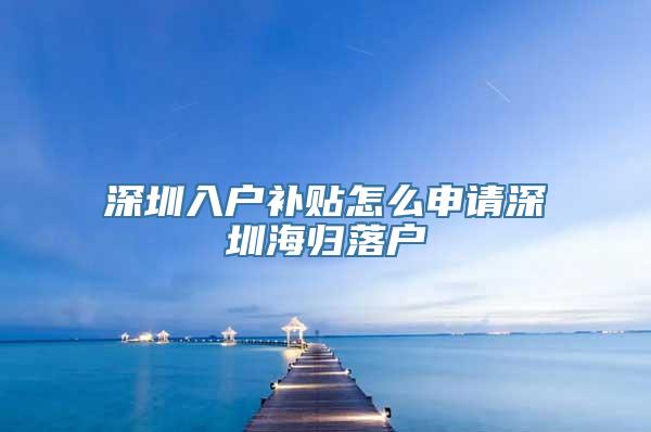 深圳入户补贴怎么申请深圳海归落户