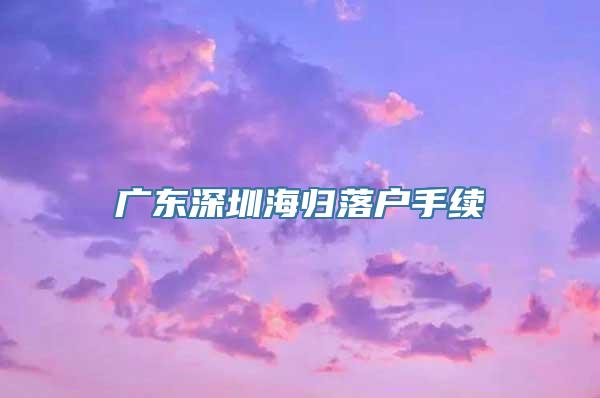 广东深圳海归落户手续