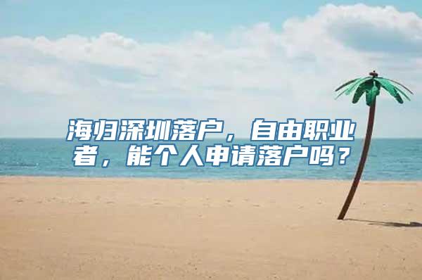 海归深圳落户，自由职业者，能个人申请落户吗？