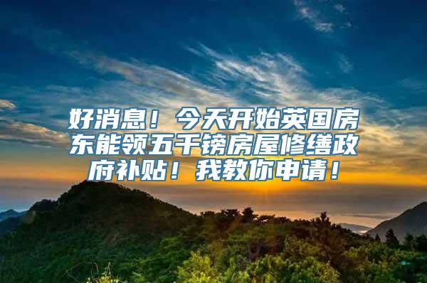 好消息！今天开始英国房东能领五千镑房屋修缮政府补贴！我教你申请！