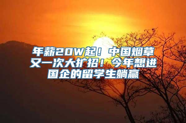 年薪20W起！中国烟草又一次大扩招！今年想进国企的留学生躺赢