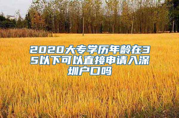 2020大专学历年龄在35以下可以直接申请入深圳户口吗