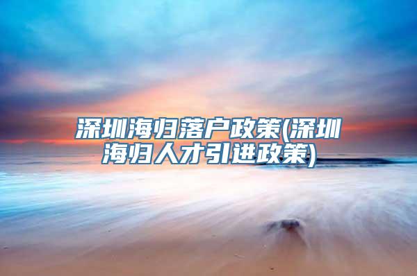 深圳海归落户政策(深圳海归人才引进政策)