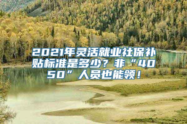 2021年灵活就业社保补贴标准是多少？非“4050”人员也能领！