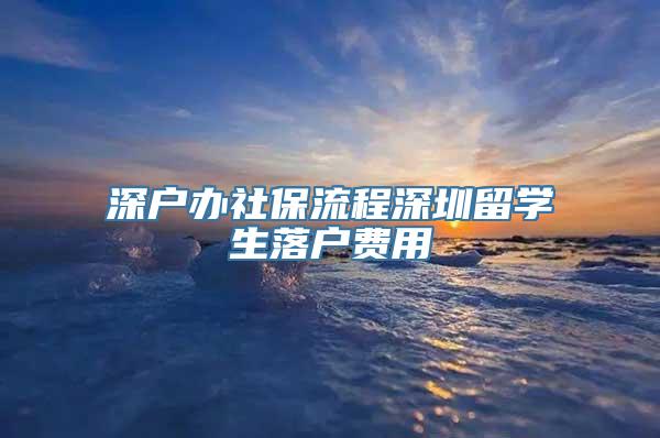 深户办社保流程深圳留学生落户费用