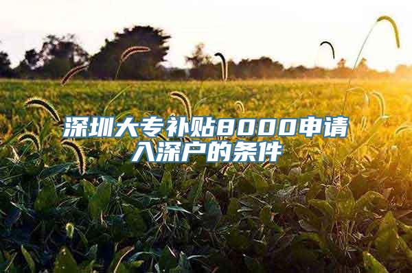 深圳大专补贴8000申请入深户的条件