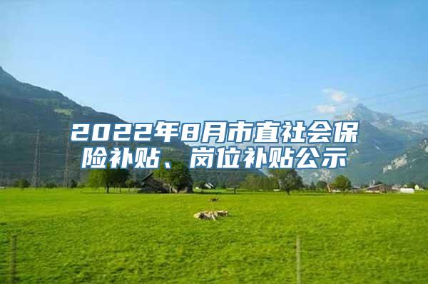 2022年8月市直社会保险补贴、岗位补贴公示