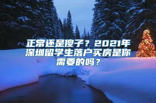 正常还是傻子？2021年深圳留学生落户买房是你需要的吗？