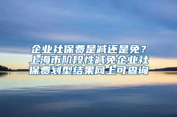 企业社保费是减还是免？上海市阶段性减免企业社保费划型结果网上可查询