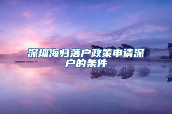 深圳海归落户政策申请深户的条件