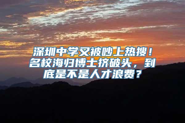 深圳中学又被吵上热搜！名校海归博士挤破头，到底是不是人才浪费？