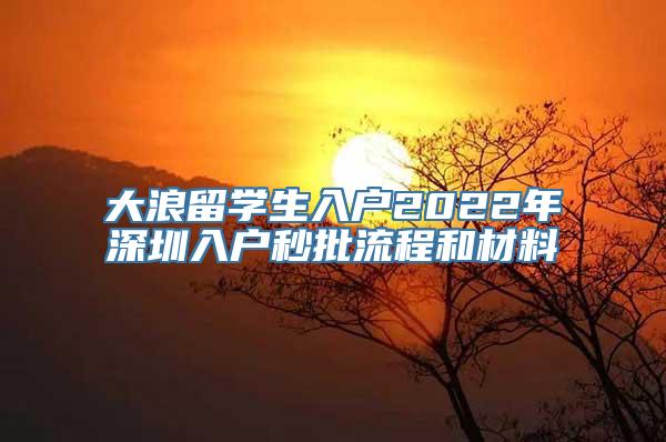 大浪留学生入户2022年深圳入户秒批流程和材料