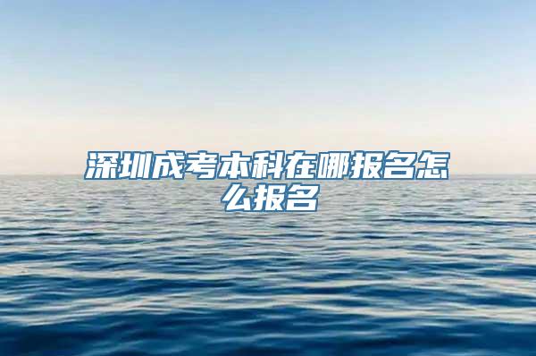 深圳成考本科在哪报名怎么报名