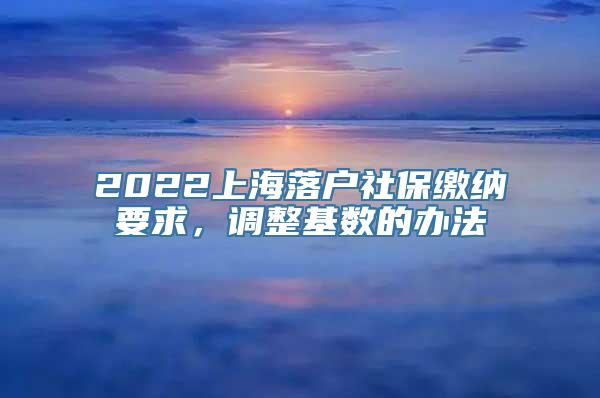 2022上海落户社保缴纳要求，调整基数的办法