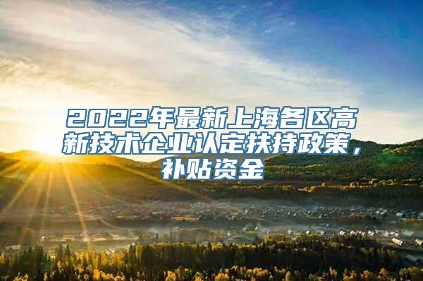 2022年最新上海各区高新技术企业认定扶持政策，补贴资金