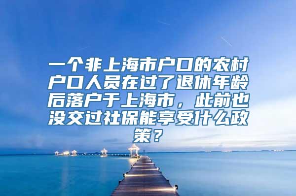 一个非上海市户口的农村户口人员在过了退休年龄后落户于上海市，此前也没交过社保能享受什么政策？