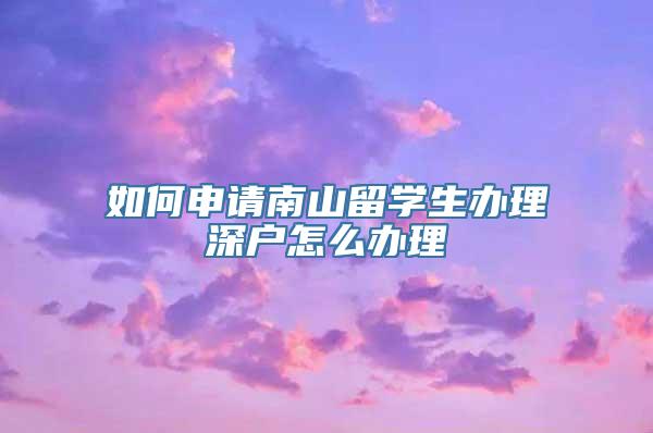 如何申请南山留学生办理深户怎么办理