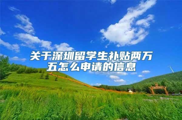 关于深圳留学生补贴两万五怎么申请的信息