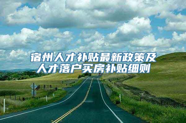 宿州人才补贴最新政策及人才落户买房补贴细则