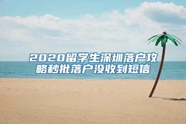 2020留学生深圳落户攻略秒批落户没收到短信