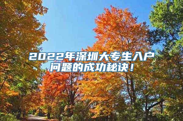 2022年深圳大专生入户问题的成功秘诀！