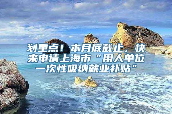 划重点！本月底截止，快来申请上海市“用人单位一次性吸纳就业补贴”