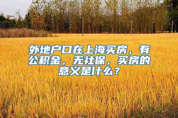 外地户口在上海买房，有公积金，无社保，买房的意义是什么？