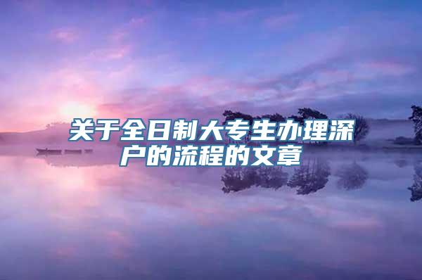 关于全日制大专生办理深户的流程的文章